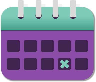 Kalender mit hervorgehobenem Datum und rotem Kreuzsymbol.