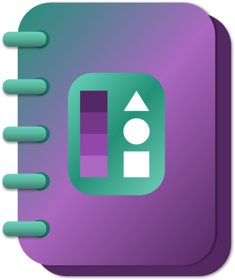 Farbiges Notizbuch mit geometrischen Formen und Farbverlauf auf dem Cover.  Erstellt durch Remarkly