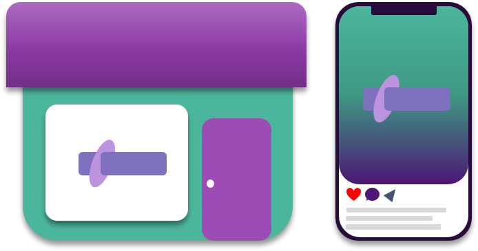 Symbol eines Geschäfts mit einem Smartphone, das eine soziale Medienansicht zeigt.  Erstellt durch Remarkly