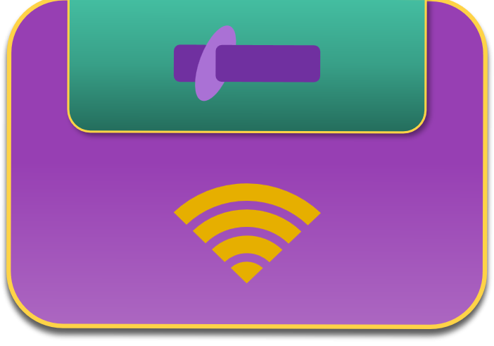 Symbol für WLAN-Verbindung mit einem Schieberegler und buntem Hintergrund.